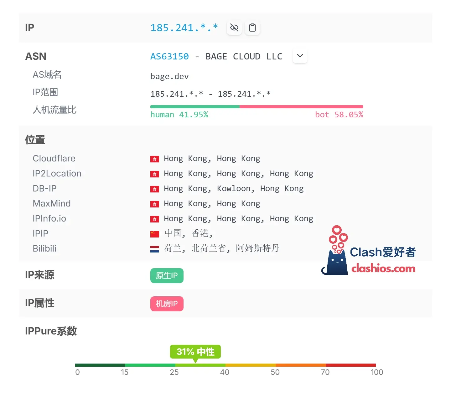 IP Pure 查询结果